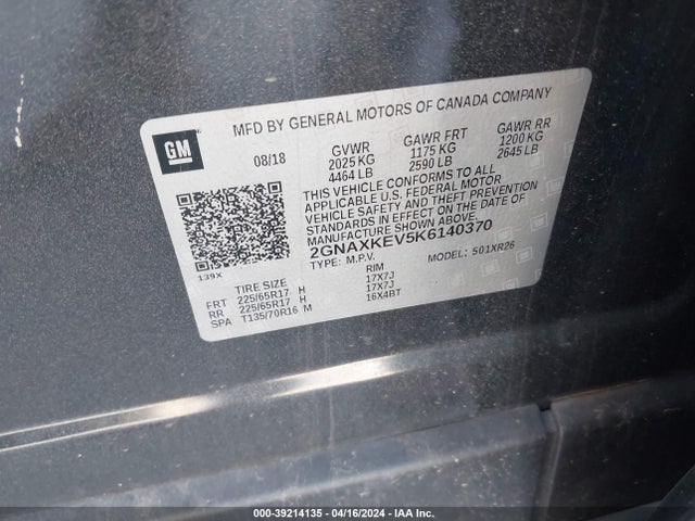 Chevrolet EQUINOX LT 2019 2GNAXKEV5K6140370 Image 9