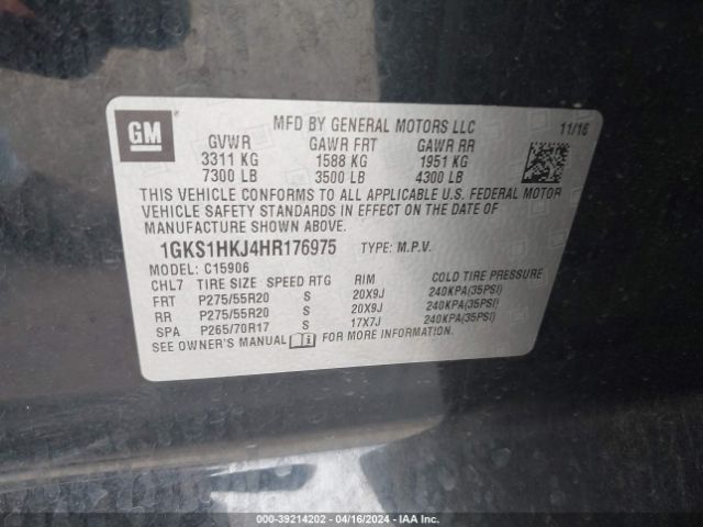 1GKS1HKJ4HR176975 GMC YUKON XL DENALI