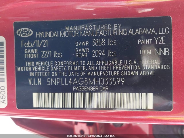 Hyundai ELANTRA SE 2021 5NPLL4AG8MH033599 Image 9