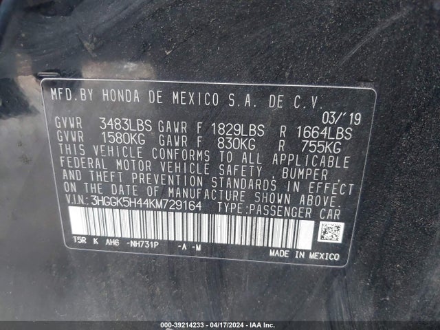 Honda FIT LX 2019 3HGGK5H44KM729164 Image 9