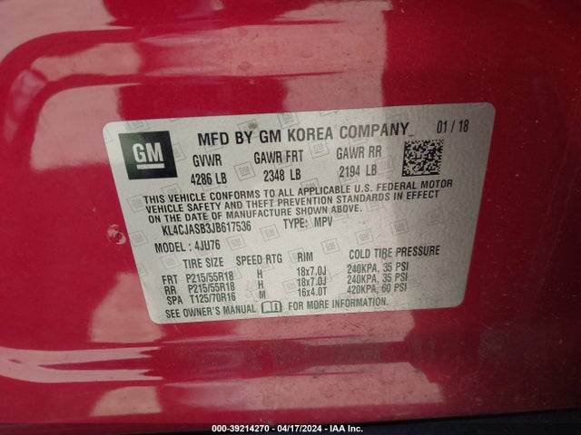 Buick Encore Preferred 2018 KL4CJASB3JB617536 Image 9