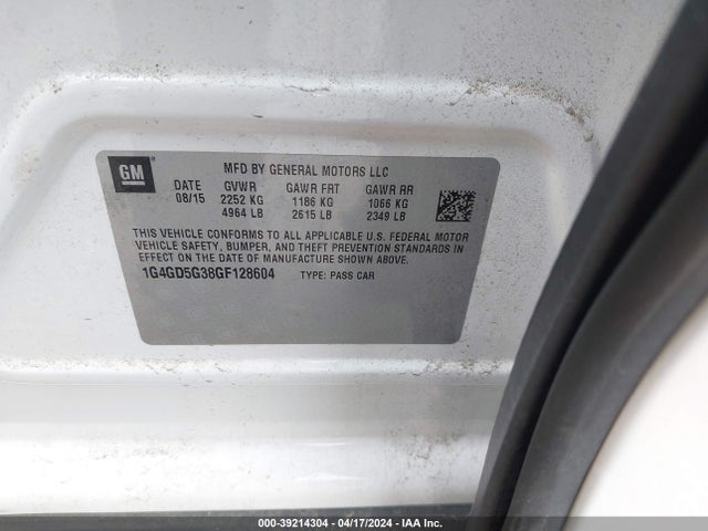 1G4GD5G38GF128604 Buick Lacrosse Premium I