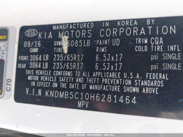 KNDMB5C10H6281464 KIA SEDONA LX