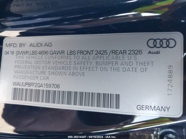 WAUUPBFF2GA159706 Audi A3 E-tron 1.4t Premium