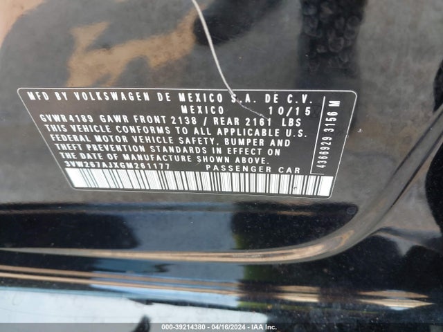 3VW267AJXGM261177 Volkswagen Jetta 1.4t S