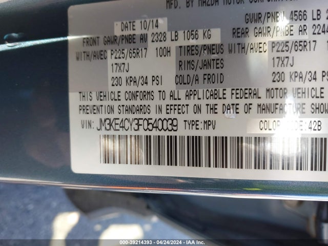 Mazda Cx-5 Touring 2015 JM3KE4CY3F0540039 Image 9