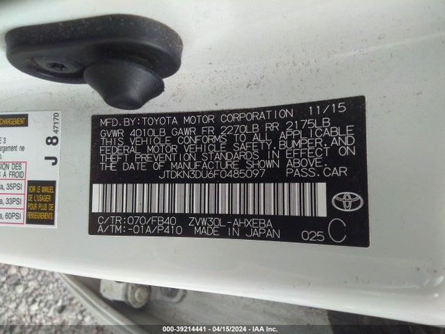 Toyota Prius 2015 JTDKN3DU6F0485097 Image 9