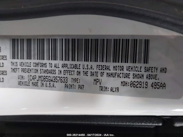 Jeep Cherokee Limited 2016 1C4PJMDB5GW357633 Image 9