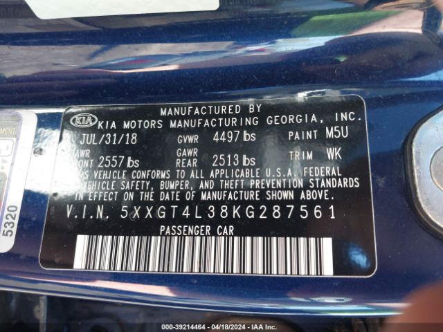 5XXGT4L38KG287561 KIA Optima S