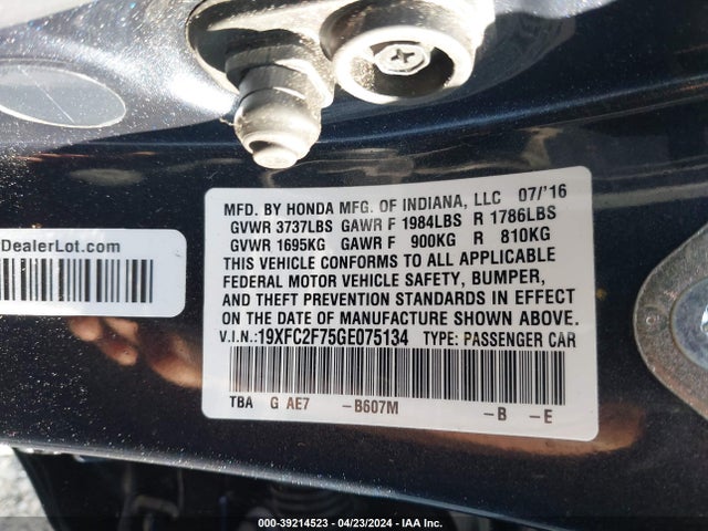 Honda CIVIC EX 2016 19XFC2F75GE075134 Image 9