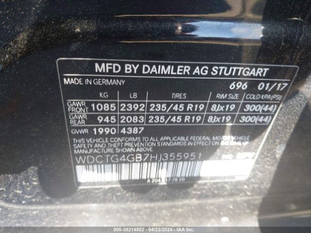 WDCTG4GB7HJ355951 Mercedes-Benz Gla 250 4matic