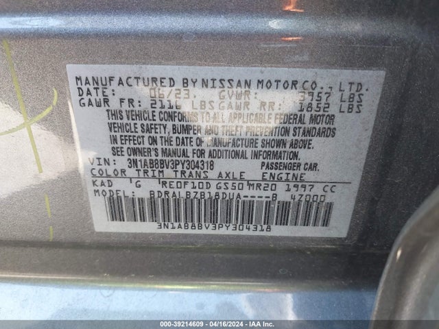 Nissan Sentra S Xtronic Cvt 2023 3N1AB8BV3PY304318 Image 9