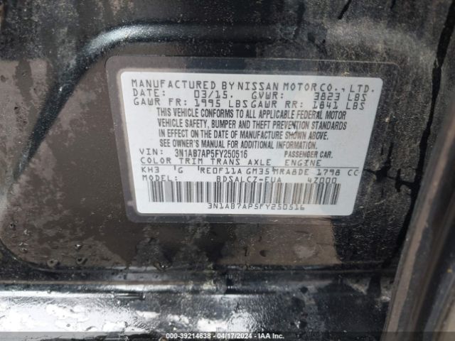 3N1AB7AP5FY250516 Nissan SENTRA S
