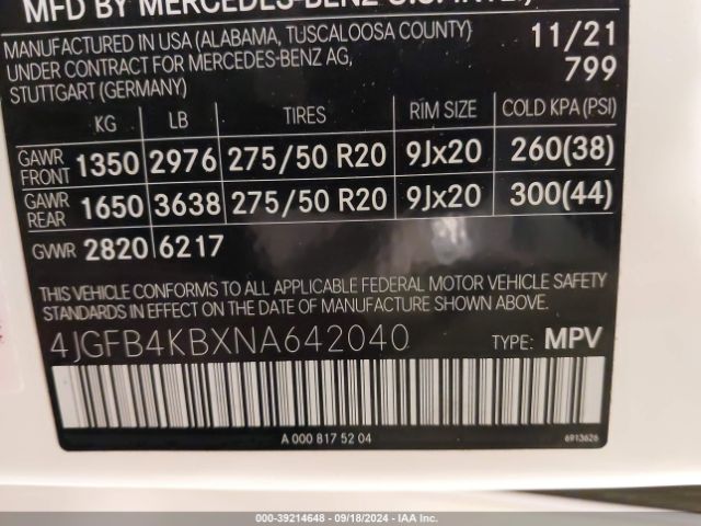 4JGFB4KBXNA642040 Mercedes-Benz Gle 350 4matic