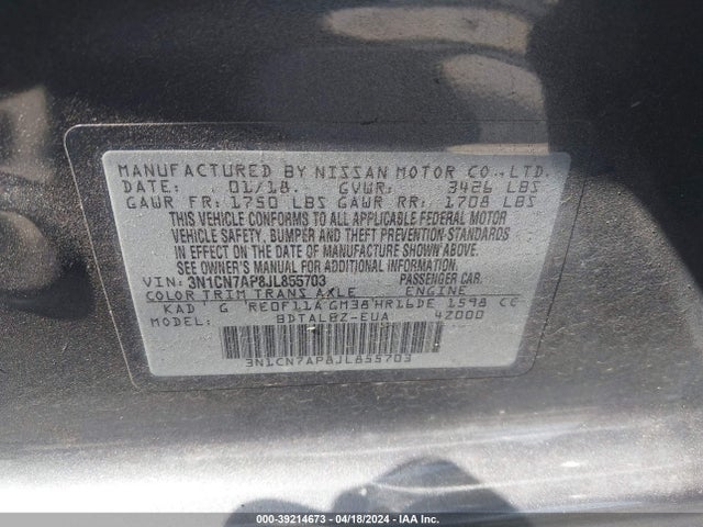 Nissan Versa 1.6 Sv 2018 3N1CN7AP8JL855703 Image 9
