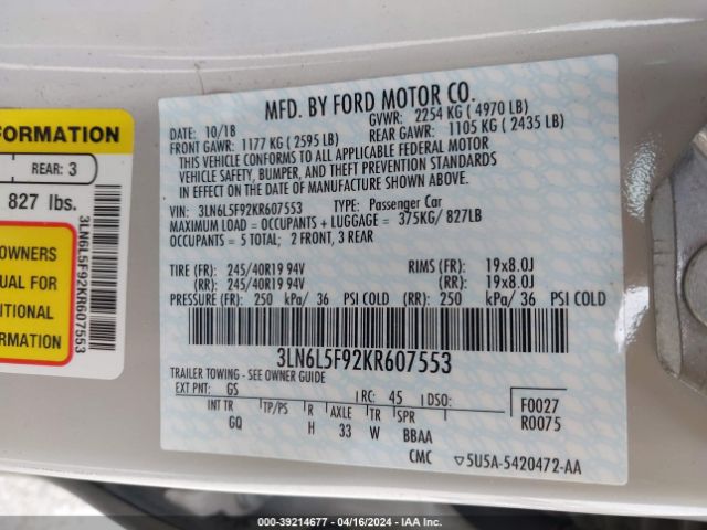 3LN6L5F92KR607553 Lincoln Mkz Reserve Ii
