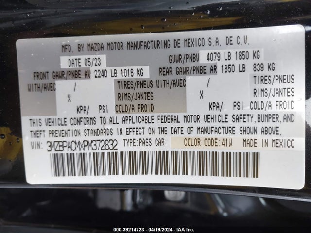 3MZBPACMXPM372832 Mazda Mazda3 2.5 S Preferred