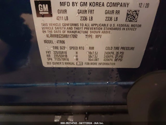 KL4MMBS25MB117092 Buick Encore Gx Fwd Preferred