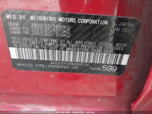 JA32U2FU7HU009154 Mitsubishi Lancer Es/le