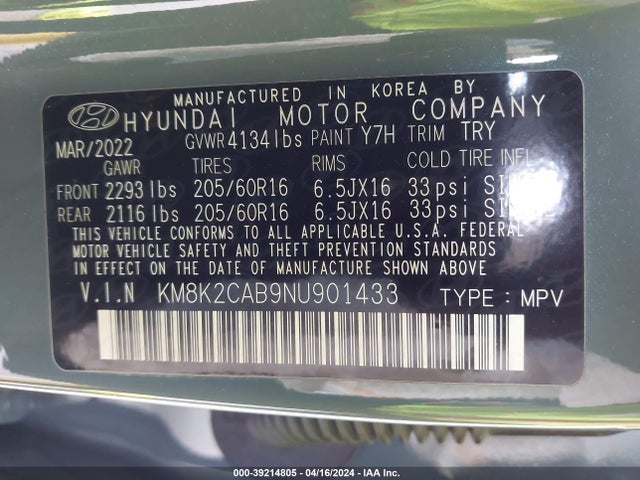 Hyundai Kona Se 2022 KM8K2CAB9NU901433 Image 9