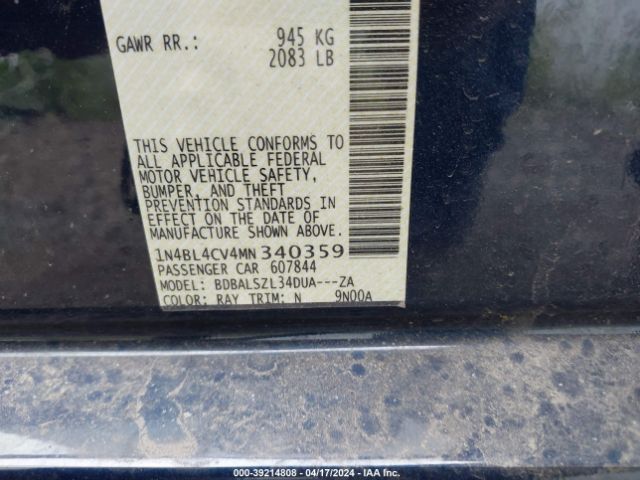 1N4BL4CV4MN340359 Nissan Altima Sr Fwd