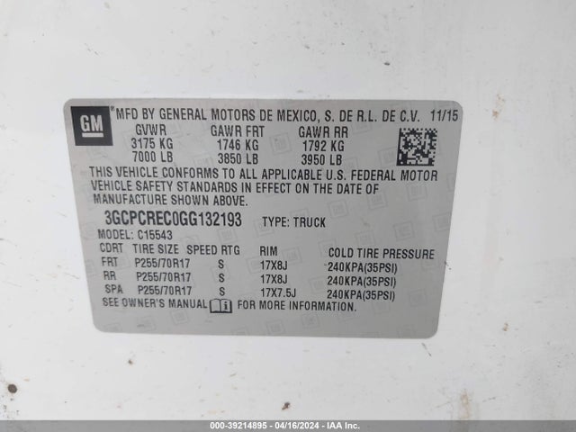 Chevrolet Silverado 1500 1lt 2016 3GCPCREC0GG132193 Image 9