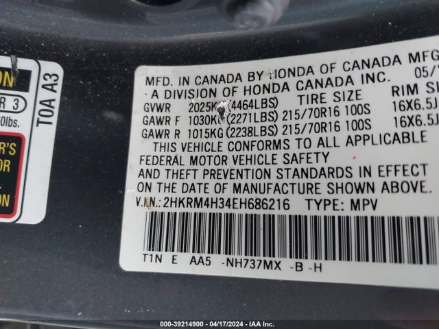 Honda CR-V LX 2014 2HKRM4H34EH686216 Image 9