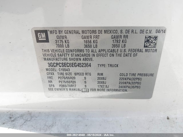 Chevrolet Silverado 1500 1lz 2014 3GCPCSEC6EG452364 Image 9