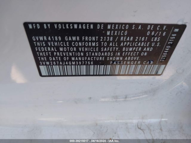 3VW267AJ4GM397756 Volkswagen Jetta 1.4t S