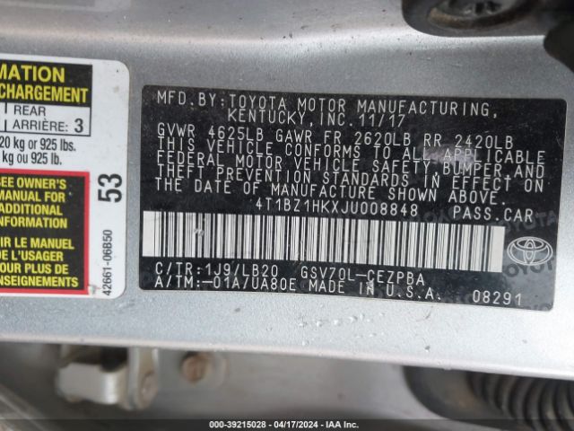 4T1BZ1HKXJU008848 Toyota Camry Xse V6