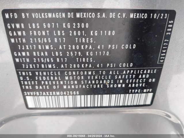 3VVFB7AXXRM042566 Volkswagen Tiguan 2.0t S