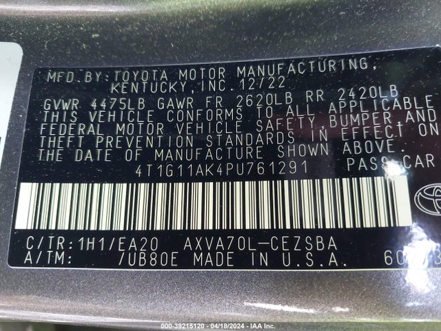 Toyota CAMRY SE 2023 4T1G11AK4PU761291 Image 9