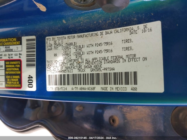 Toyota Tacoma Sr5 V6 2017 3TMCZ5AN4HM057613 Image 9