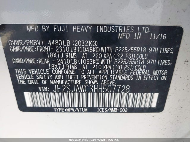 Subaru Forester 2.5i Touring 2017 JF2SJAWC3HH507728 Image 9
