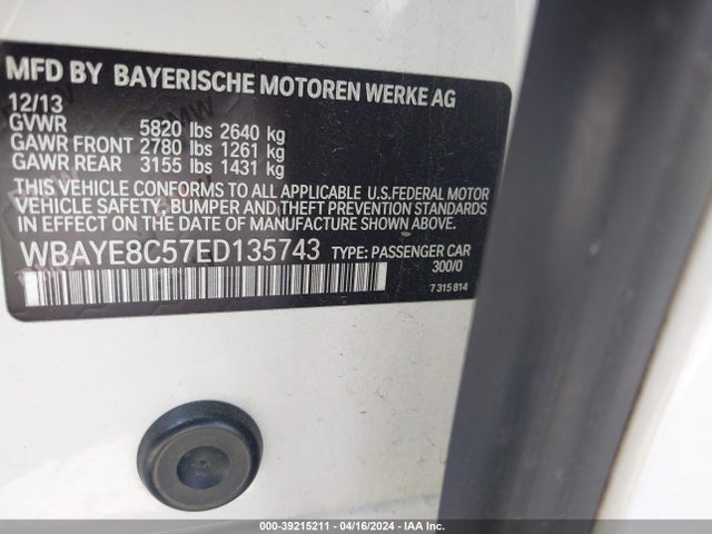 BMW ALPINA B7 2014 WBAYE8C57ED135743 Image 9
