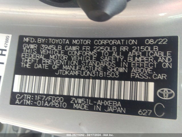 Toyota Prius Le 2022 JTDKAMFU0N3181503 Image 9