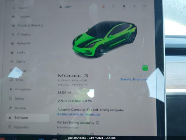 5YJ3E1EB6JF084715 Tesla Model 3 Long Range/performance