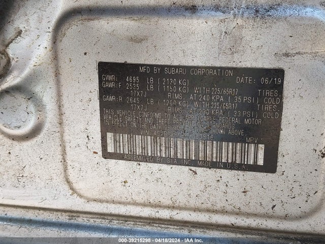 Subaru Outback 2.5i Premium 2019 4S4BSAFC9K3383816 Image 9