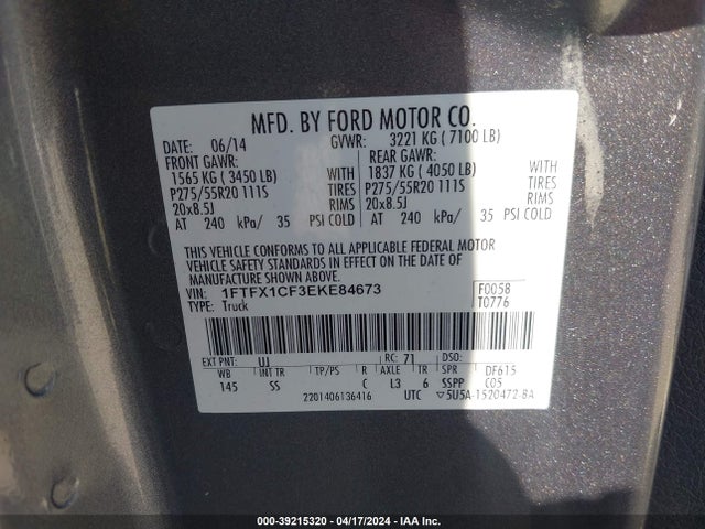 Ford F-150 Stx 2014 1FTFX1CF3EKE84673 Image 9