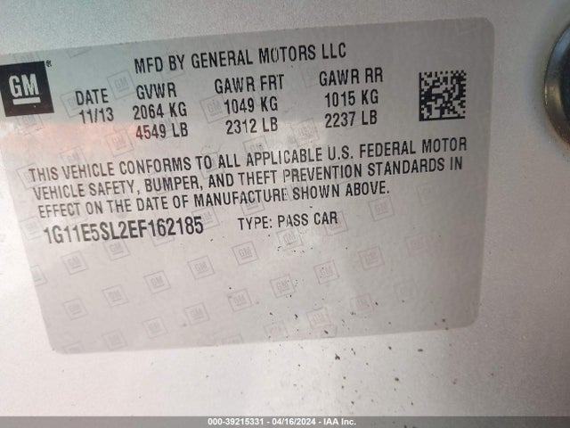 Chevrolet MALIBU 2LT 2014 1G11E5SL2EF162185 Image 9