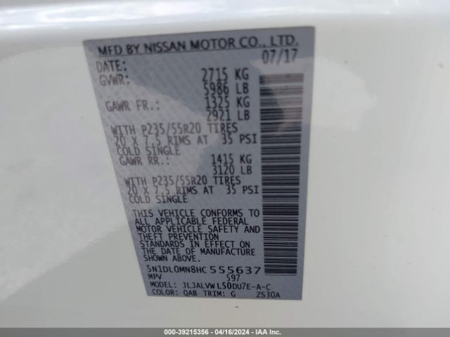 5N1DL0MN8HC555637 Infiniti QX60