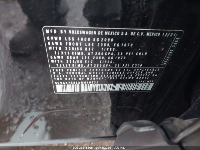 3VVAX7B25NM046632 Volkswagen Taos 1.5t S