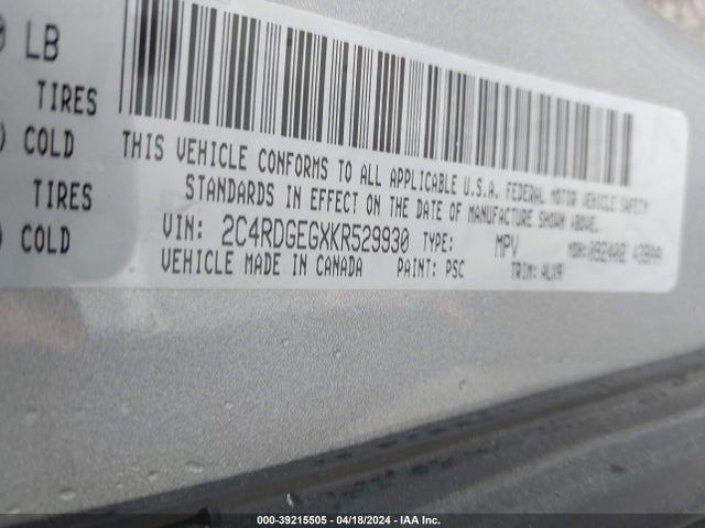 Dodge Grand Caravan Gt 2019 2C4RDGEGXKR529930 Image 9