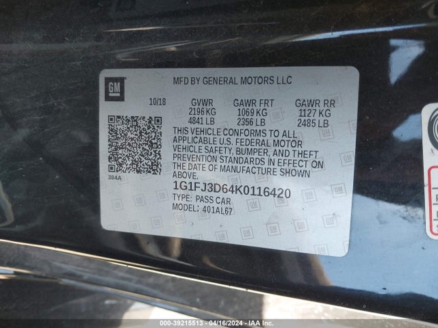 Chevrolet CAMARO ZL1 2019 1G1FJ3D64K0116420 Image 9