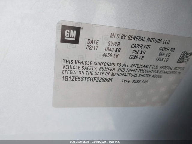 Chevrolet MALIBU 1LT 2017 1G1ZE5ST5HF228896 Image 9