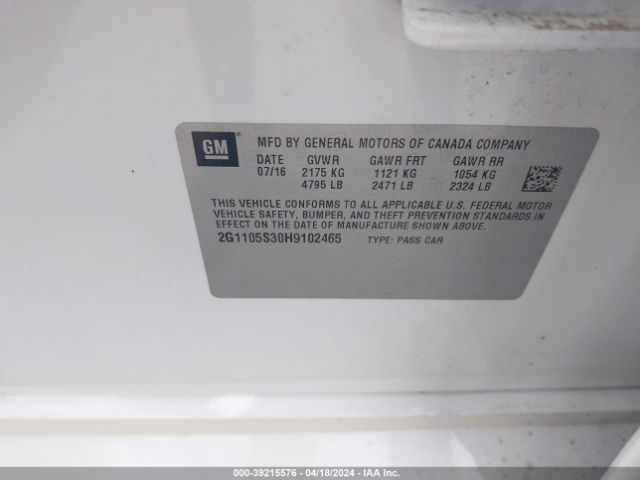 2G1105S30H9102465 Chevrolet IMPALA 1LT