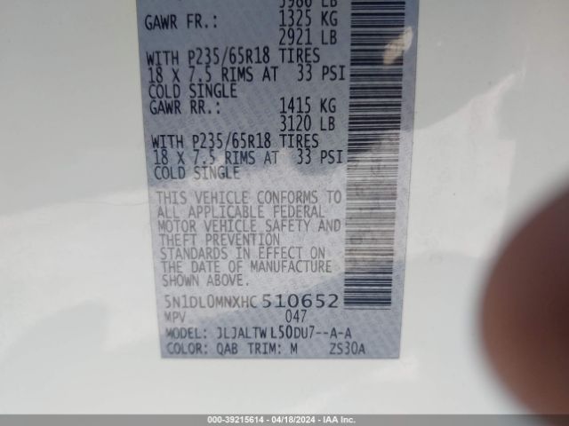 5N1DL0MNXHC510652 Infiniti QX60