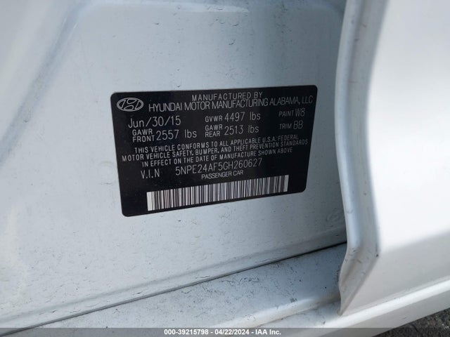Hyundai SONATA SE 2016 5NPE24AF5GH260627 Image 9