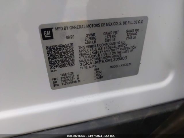 3GKALMEVXML305803 GMC Terrain Fwd Sle