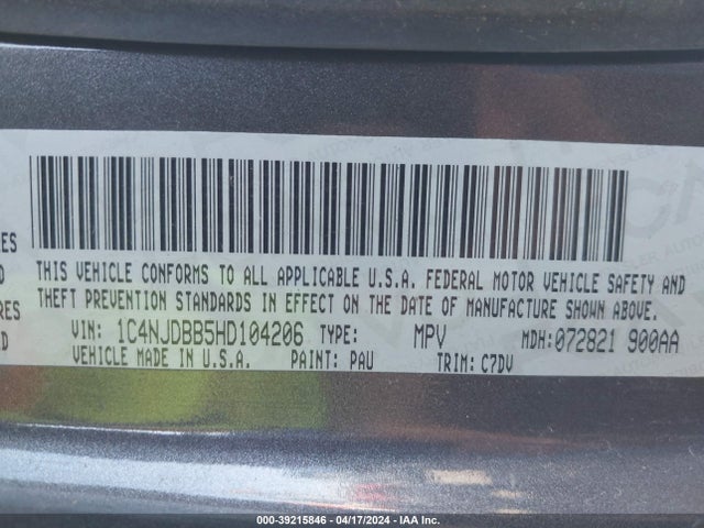 1C4NJDBB5HD104206 Jeep Compass Sport 4x4